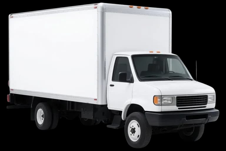 A white box truck